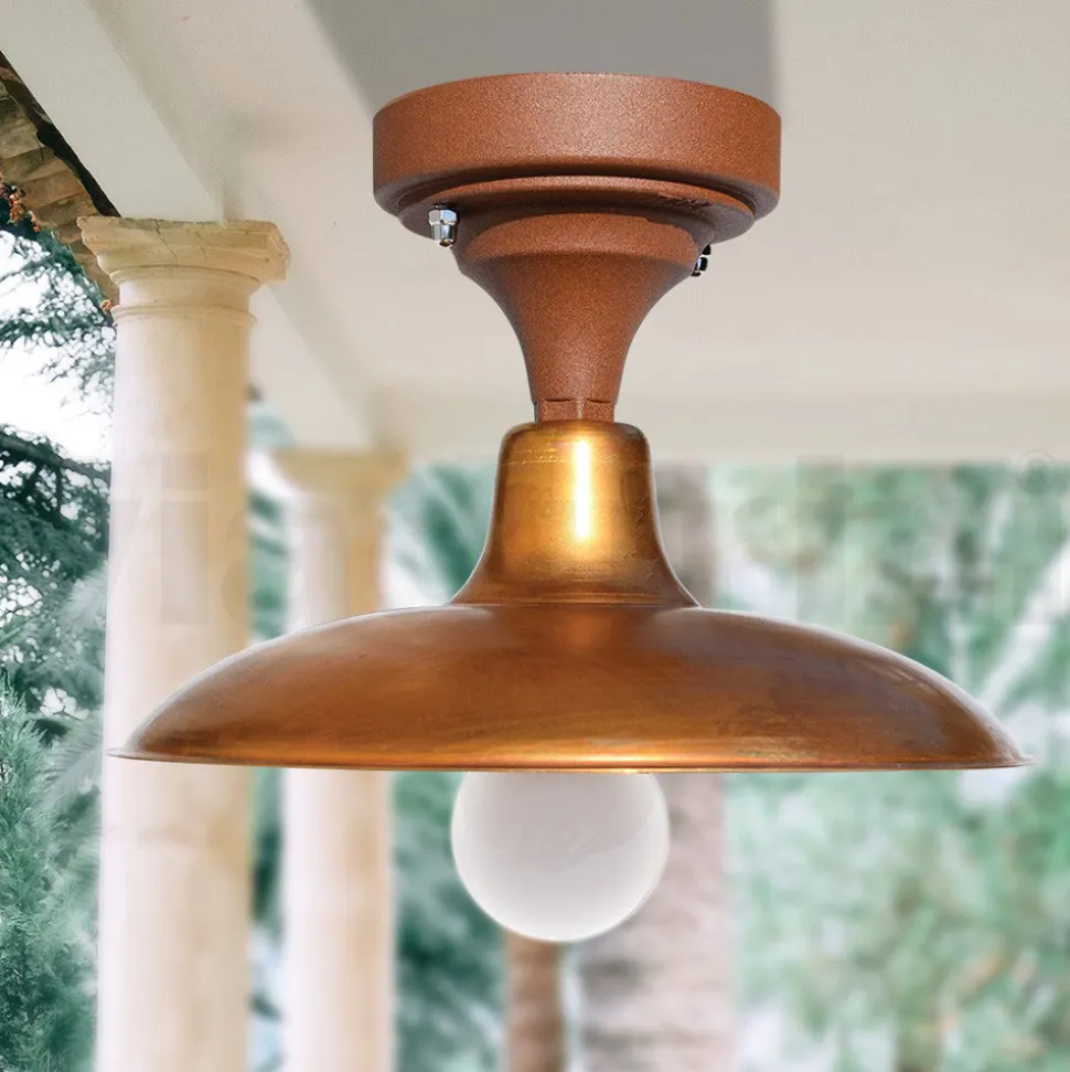 Plafoniera Vintage da Esterno in Alluminio e Ottone Made in Italy - Adela