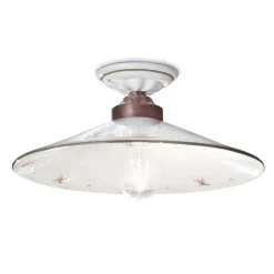 Plafoniera Vintage in Ceramica e Ferro Fatta a Mano in 3 Misure - Asti