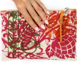 Pochette Artistica Stampata a Mano Pezzo Unico in Cotone, 2 Pezzi