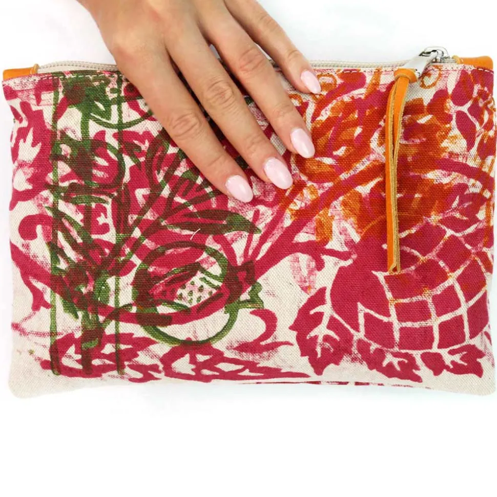 Pochette Artistica Stampata a Mano Pezzo Unico in Cotone, 2 Pezzi