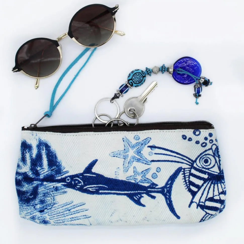 Pochette Artistica Stampata a Mano Pezzo Unico in Cotone, 2 Pezzi