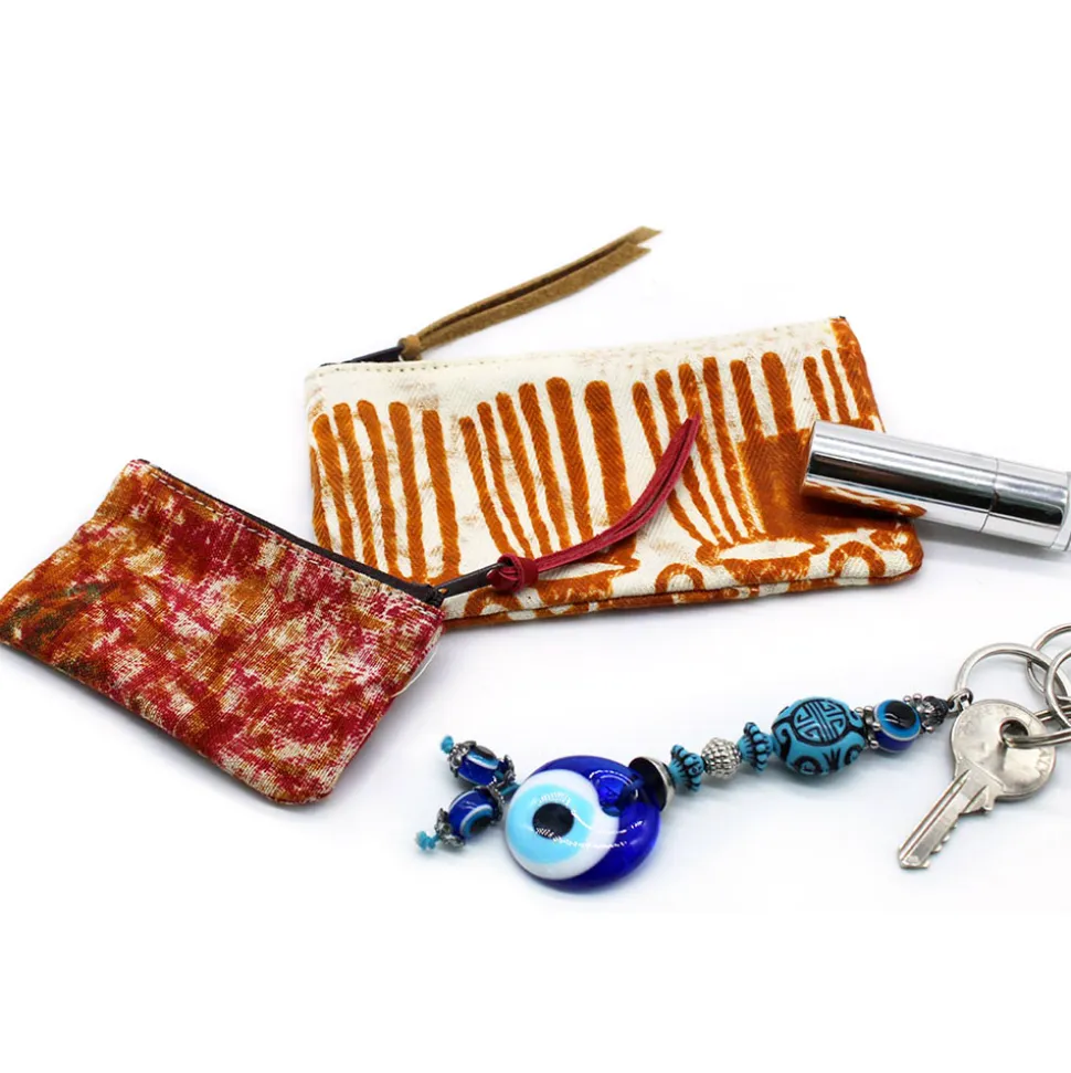 Pochette Artistica Stampata a Mano Pezzo Unico in Cotone, 2 Pezzi