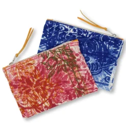 Pochette Artistica Stampata a Mano Pezzo Unico in Cotone, 2 Pezzi