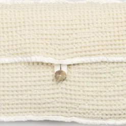 Pochette in Cotone Nido d'Ape Bianco Naturale con Bottone Madreperla - Anteha