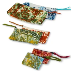 3 Pochettes d'Arte Stampata a Mano in Cotone Pezzo Unico - Viadurini by Marchi