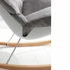 Poltrona a dondolo con cuscino soft grigio sfoderabile moderna Acacia