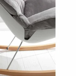 Poltrona a dondolo con cuscino soft grigio sfoderabile moderna Acacia