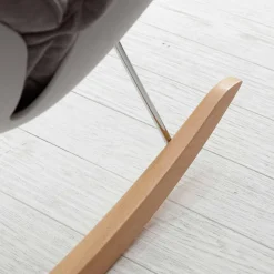 Poltrona a dondolo con cuscino soft grigio sfoderabile moderna Acacia