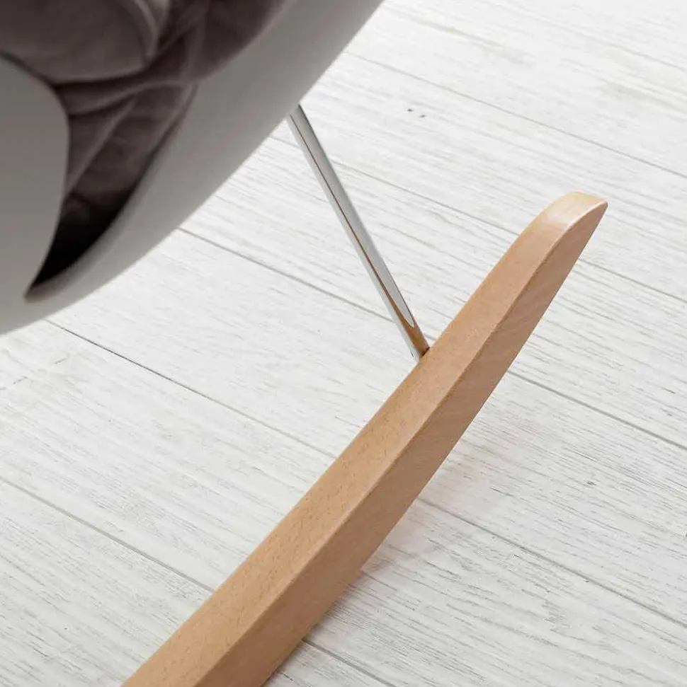 Poltrona a dondolo con cuscino soft grigio sfoderabile moderna Acacia