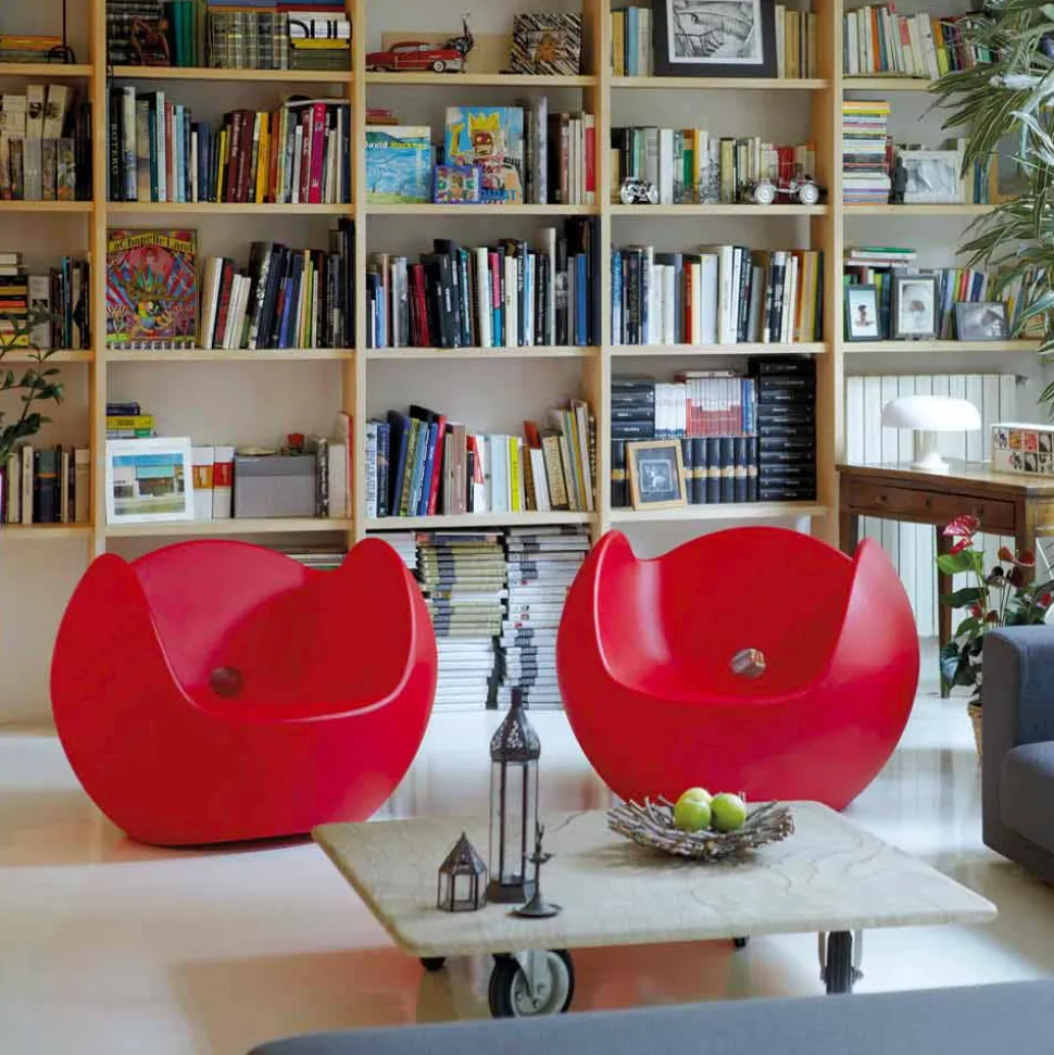 Poltrona a dondolo da giardino/interno di design Slide Blos,made Italy