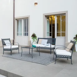 Poltrona Bassa da Giardino in Acciaio Zincato con Braccioli Made in Italy - Selvaggia