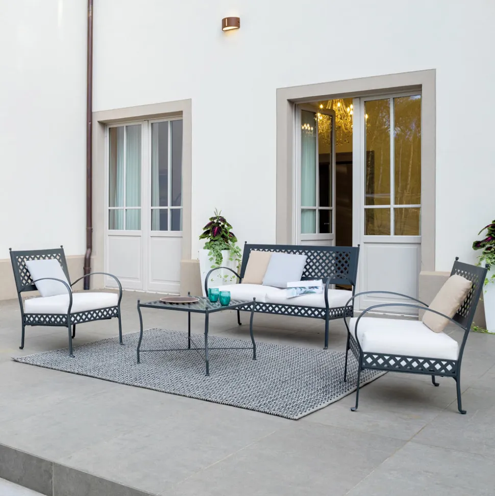 Poltrona Bassa da Giardino in Acciaio Zincato con Braccioli Made in Italy - Selvaggia