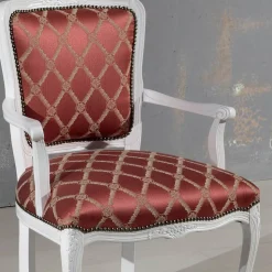 Poltrona con Braccioli e Struttura in Legno Laccato Bianco Made in Italy - Gatto