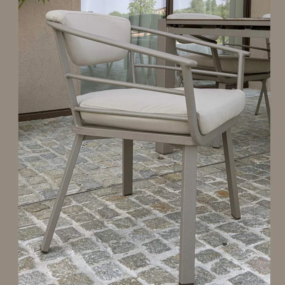 Poltrona da Esterno con Struttura in Alluminio Colore Tortora - Righello