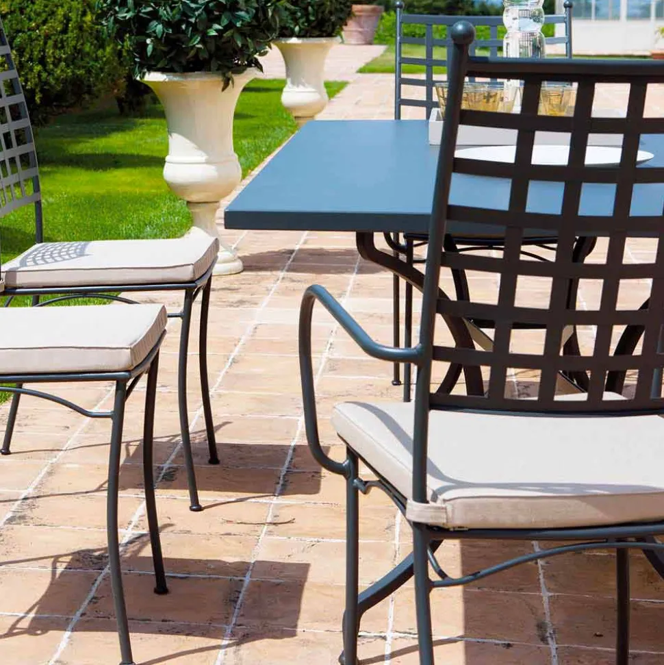 Poltrona da Esterno Impilabile in Metallo Made in Italy, 4 Pezzi - Pira