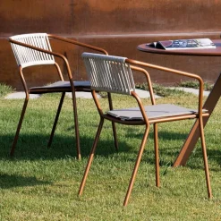 Poltrona da Esterno in Acciaio Zincato Impilabile Made in Italy 2 Pezzi - Vesna