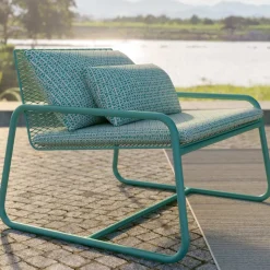 Poltrona da Esterno in Metallo con Cuscino di Lusso Made in Italy - Karol