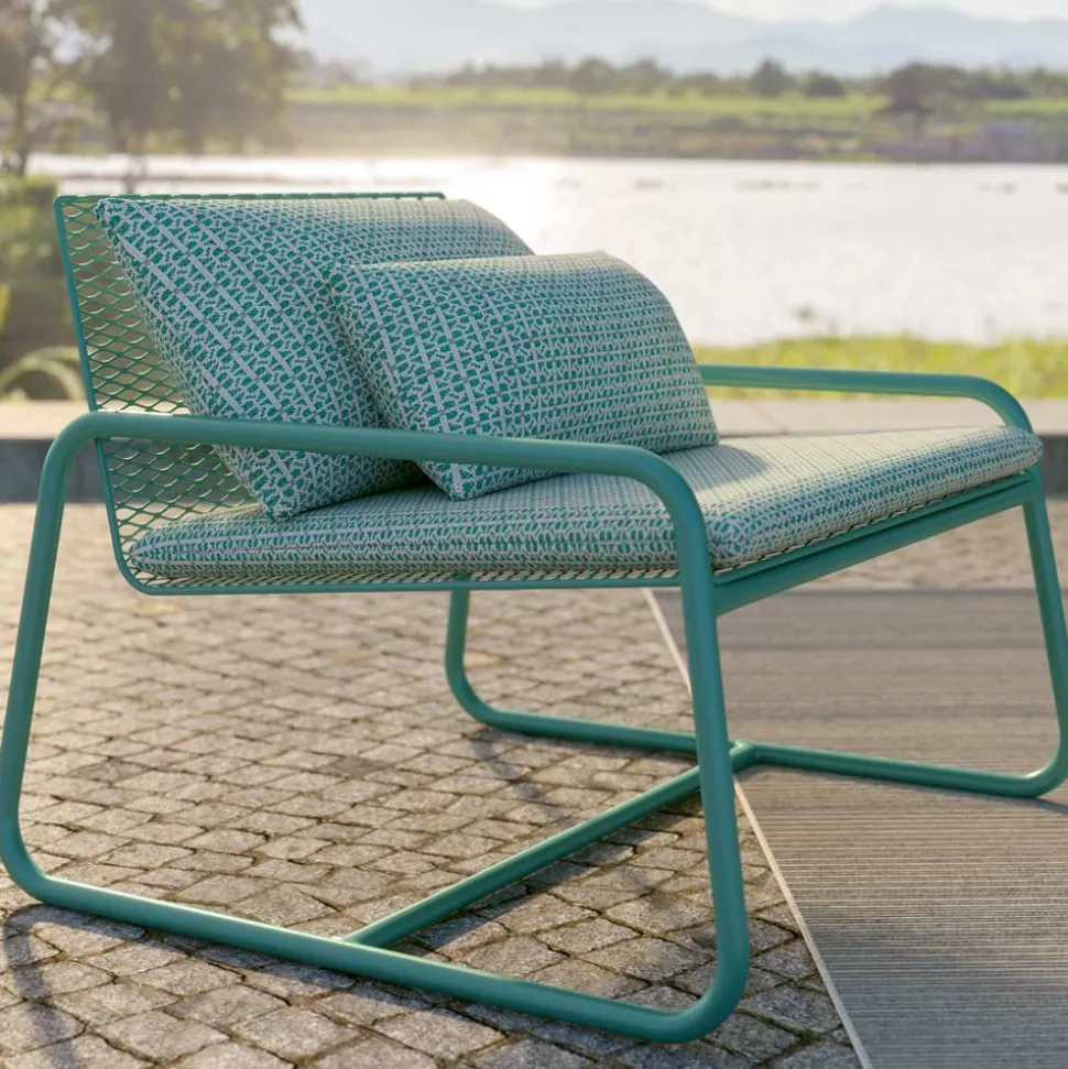 Poltrona da Esterno in Metallo con Cuscino di Lusso Made in Italy - Karol