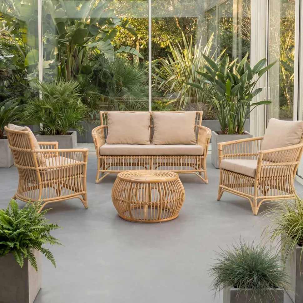 Poltrona da Esterno in Rattan Naturale Completa di Cuscini – Bellaria