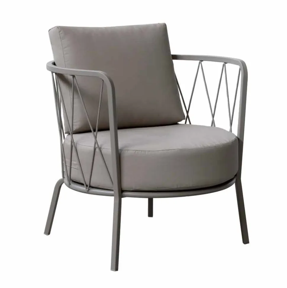 Poltrona da Esterno Moderna in Metallo Verniciato e Tessuto Made in Italy - Olma