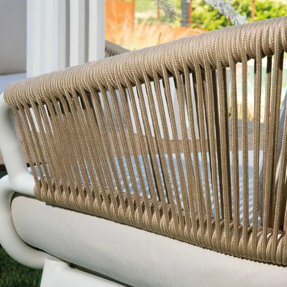 Poltrona da Giardino con Struttura in Alluminio e Corde con Cuscini - Tenda