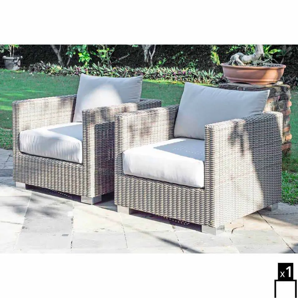 Poltrona da giardino di design intrecciata a mano Elsa