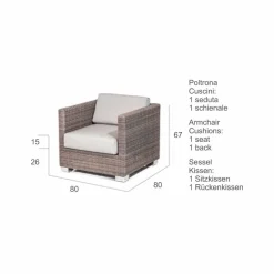Poltrona da giardino di design intrecciata a mano Elsa