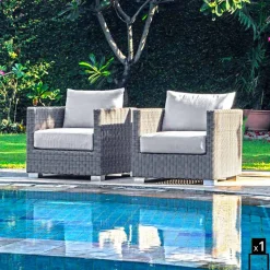 Poltrona da giardino di design intrecciata a mano Elsa
