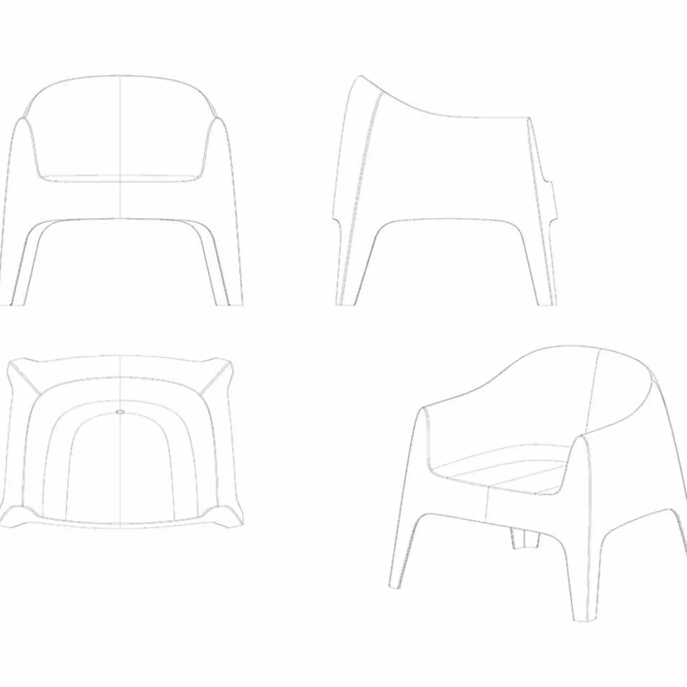 Poltrona da giardino impilabile Solid by Vondom, in polipropilene, 4 pezzi
