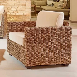 Poltrona da Giardino in Abaca Naturale con Cuscini – Raziel