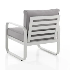 Poltrona da Giardino in Alluminio Bianco Avorio Opaco e Cuscini Grigio - Avoir