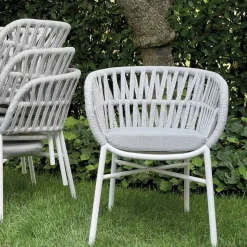Poltrona da Giardino in Alluminio, Corda e Tessuto Marsala o Bianco - Brise