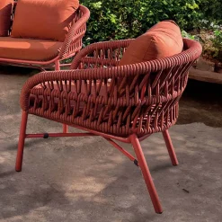 Poltrona da Giardino in Alluminio, Corda e Tessuto Marsala o Bianco - Brise