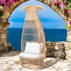 Poltrona da Giardino in Intreccio di Polyrattan con Cuscino Off-White - Anteia