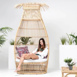 Poltrona da Giardino in Intreccio di Polyrattan con Cuscino Off-White - Anteia
