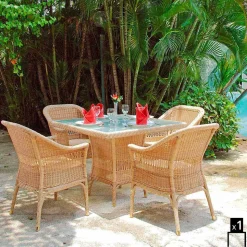 Poltrona da giardino in polietilene intrecciato a mano Chad