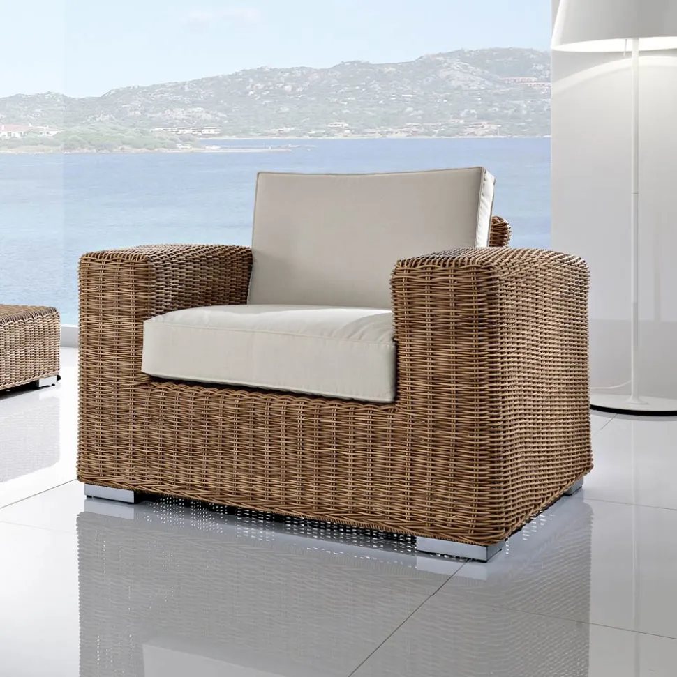 Poltrona da Giardino in Polyrattan Intrecciato a Mano - Yoko