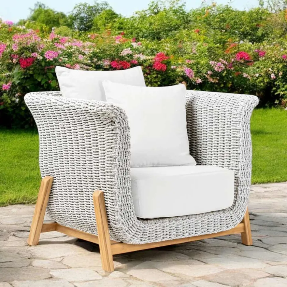 Poltrona da Giardino in Teak ed Intreccio in Corda - Arjuna