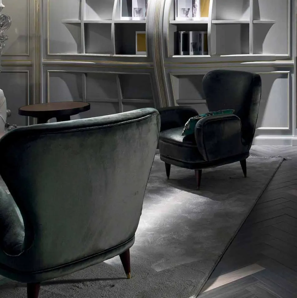 Poltrona da salotto imbottita design classico, L78xP75cm, Benny
