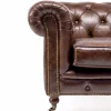 Poltrona da Salotto in Cuoio Vintage Effetto Invecchiato con Ruote e Braccioli - Timbro