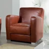Poltrona da Salotto in Legno, Cuoio e Metallo Made in Italy - Burlesco