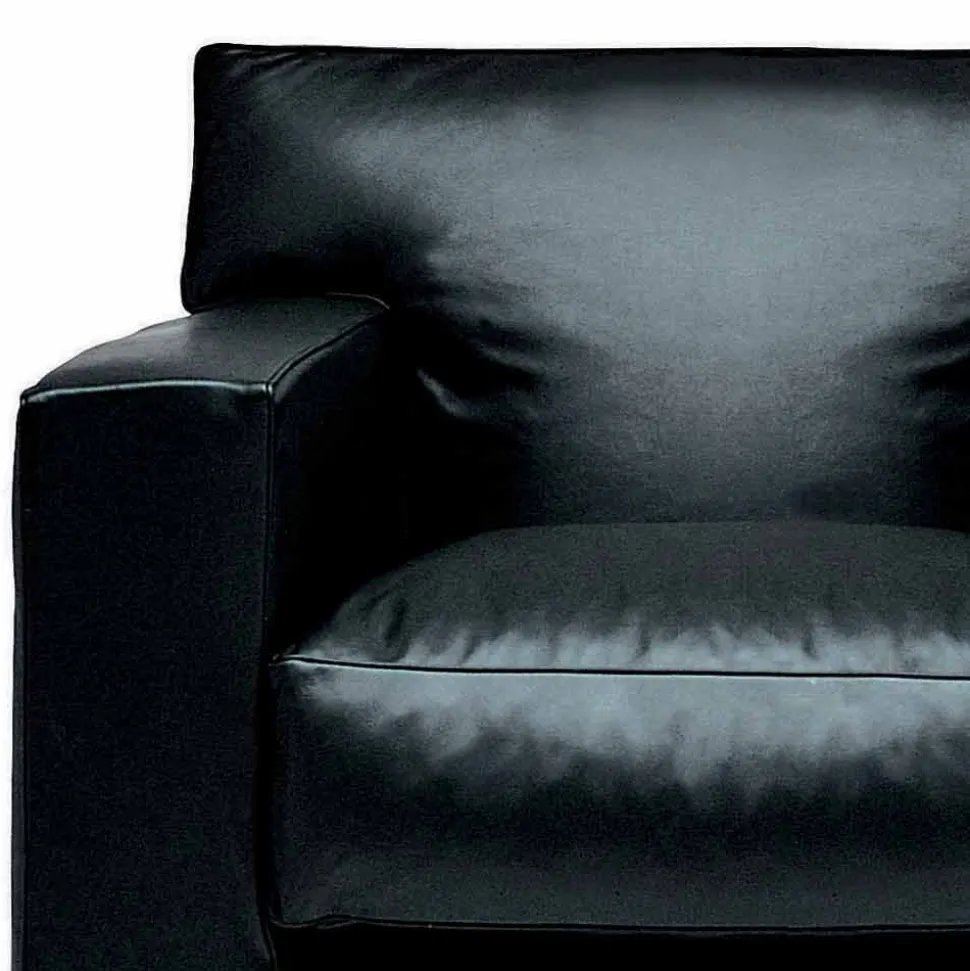 Poltrona da Salotto in Pelle con Piedini in Noce Made in Italy - Alessandria