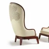 Poltrona da salotto in pelle decorazione laser, made in Italy, Eli