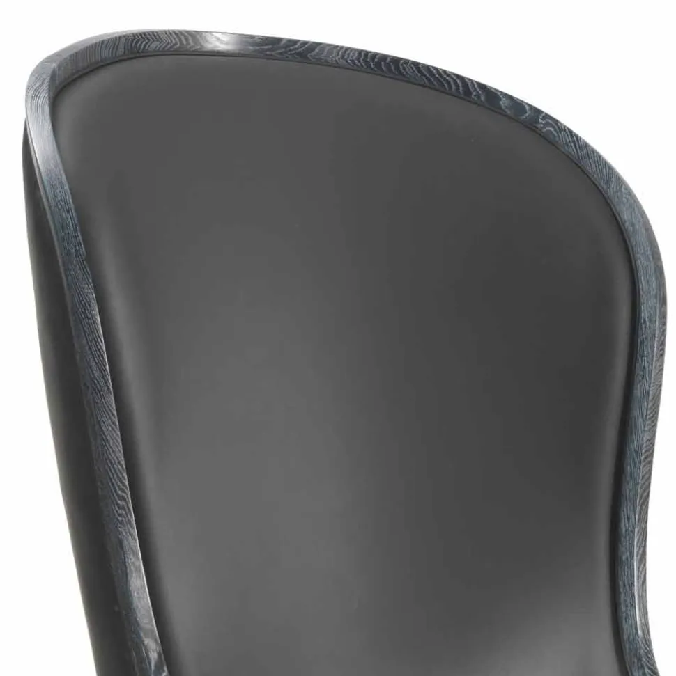 Poltrona da salotto in pelle e pelo nero Eli, design classico di lusso
