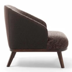 Poltrona da Salotto in Tessuto con Base in Legno Massello Made in Italy - Pepina