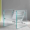 Poltrona da Salotto in Vetro e Seduta in Pelle Bianca Design di Lusso - Tecna