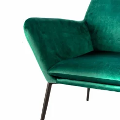 Poltrona da Salotto Moderna in Velluto Verde Petrolio e Metallo Nero – Tonica