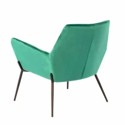 Poltrona da Salotto Moderna in Velluto Verde Petrolio e Metallo Nero – Tonica