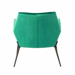 Poltrona da Salotto Moderna in Velluto Verde Petrolio e Metallo Nero – Tonica