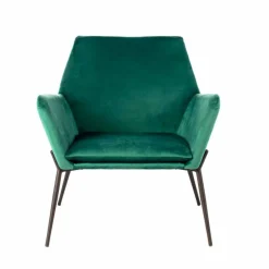 Poltrona da Salotto Moderna in Velluto Verde Petrolio e Metallo Nero – Tonica